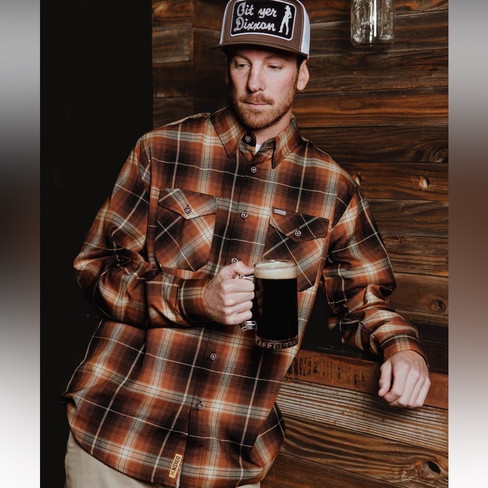 DIXXON Men's Plaid Shirt in Brown and Black The Irish Goodbye Flannel 2XT